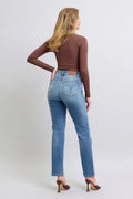 Judy Blue Full Size Run Vintage Wash Thermal Straight Jeans - Velora Luxury Fashion