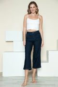 Judy Blue Full Size Side Seam Braid Detail Crop Wide Leg Jeans - Velora Luxury Fashion