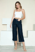 Judy Blue Full Size Side Seam Braid Detail Crop Wide Leg Jeans - Velora Luxury Fashion