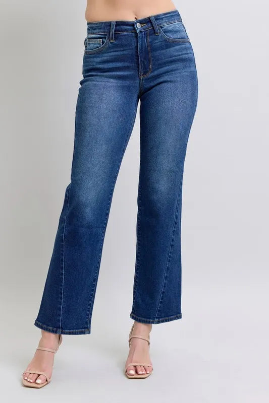 Judy Blue Full Size Side Seam Detail Straight Jeans with Pockets - Velora Luxury Fashion