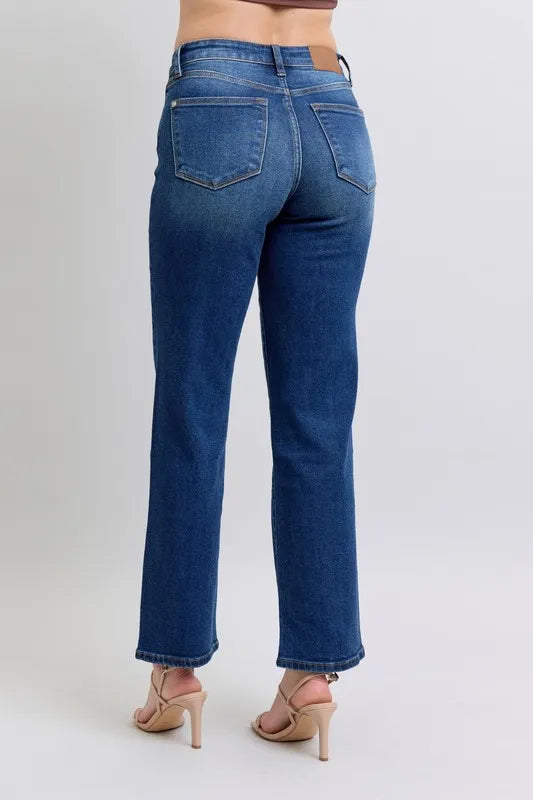 Judy Blue Full Size Side Seam Detail Straight Jeans with Pockets - Velora