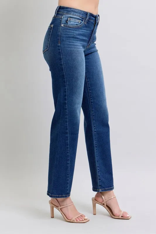Judy Blue Full Size Side Seam Detail Straight Jeans with Pockets - Velora Luxury Fashion