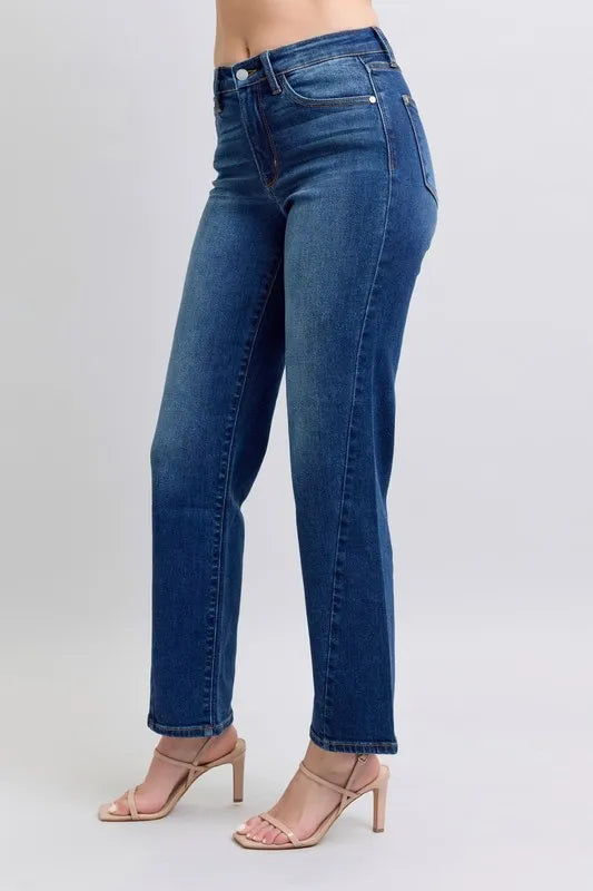 Judy Blue Full Size Side Seam Detail Straight Jeans with Pockets - Velora