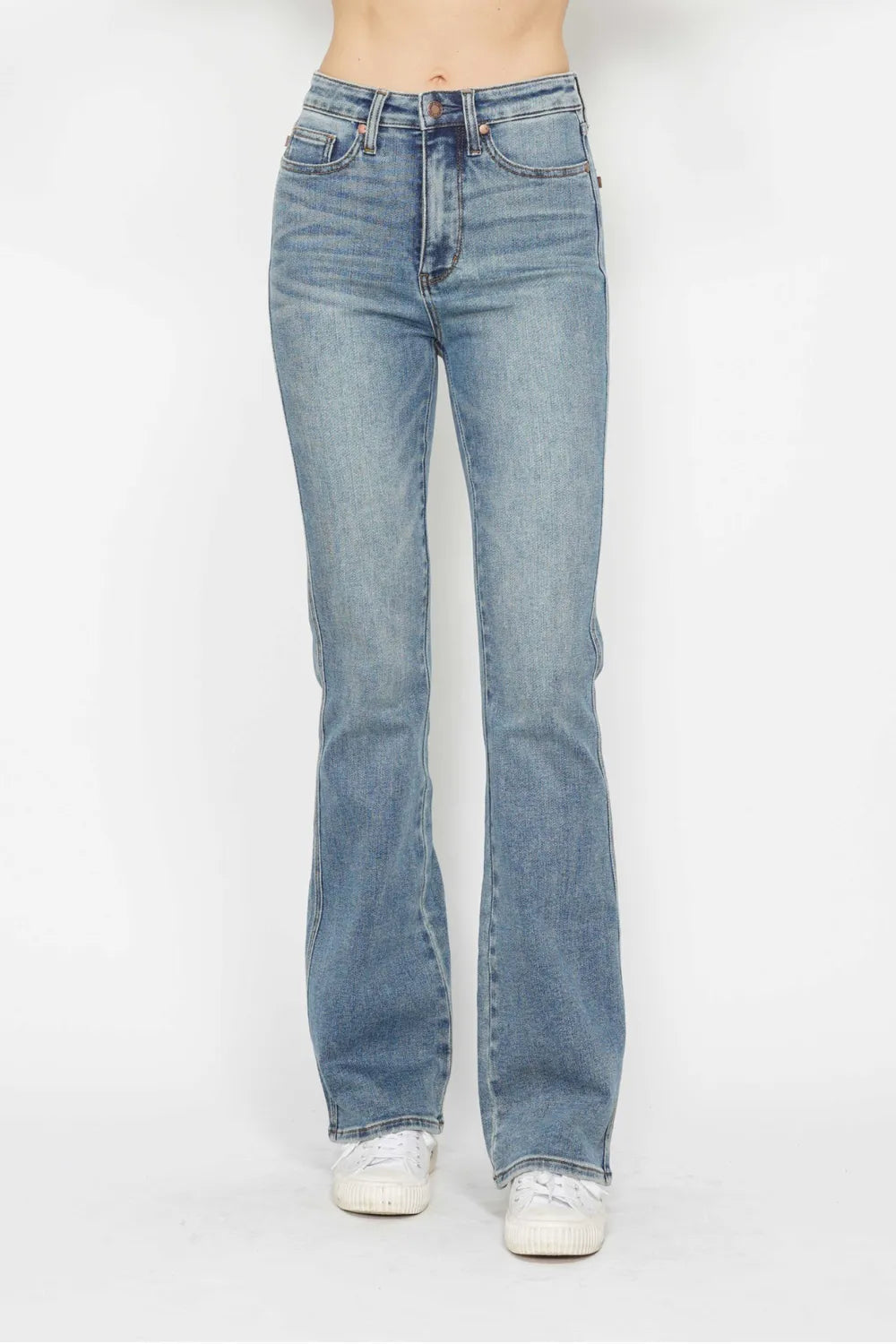 Judy Blue Full Size Tummy Control Back Embroidered Pocketed Bootcut Jeans Plus Size - Velora Luxury Fashion