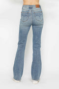 Judy Blue Full Size Tummy Control Back Embroidered Pocketed Bootcut Jeans Plus Size - Velora Luxury Fashion