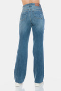 Judy Blue Full Size Tummy Control Cut Raw Hem Straight Jeans - Velora Luxury Fashion