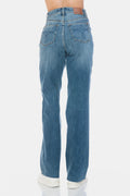 Judy Blue Full Size Tummy Control Cut Raw Hem Straight Jeans - Velora Luxury Fashion
