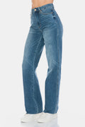 Judy Blue Full Size Tummy Control Cut Raw Hem Straight Jeans - Velora Luxury Fashion