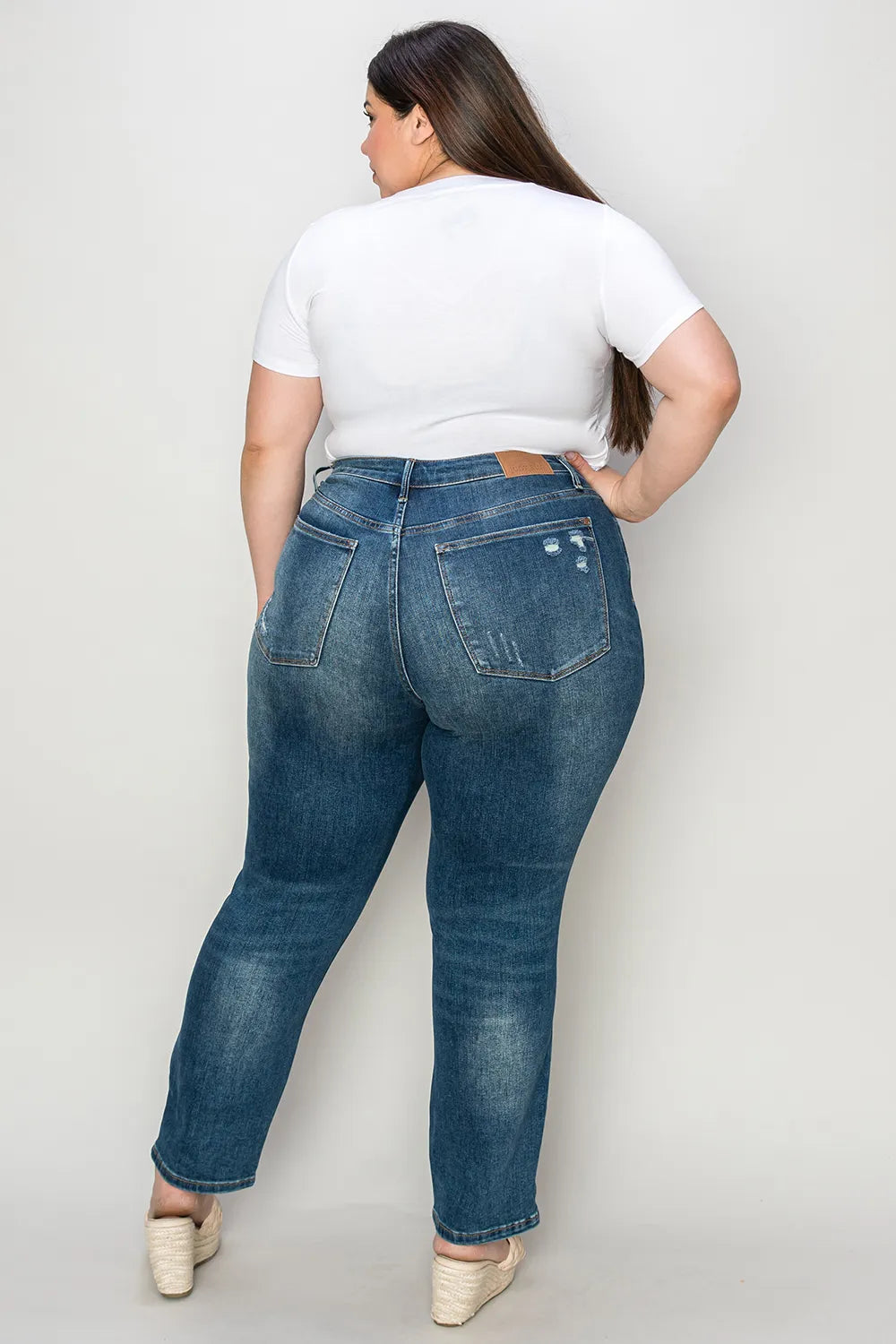 Judy Blue Full Size Tummy Control High Waist Slim Jeans - Velora Luxury Fashion