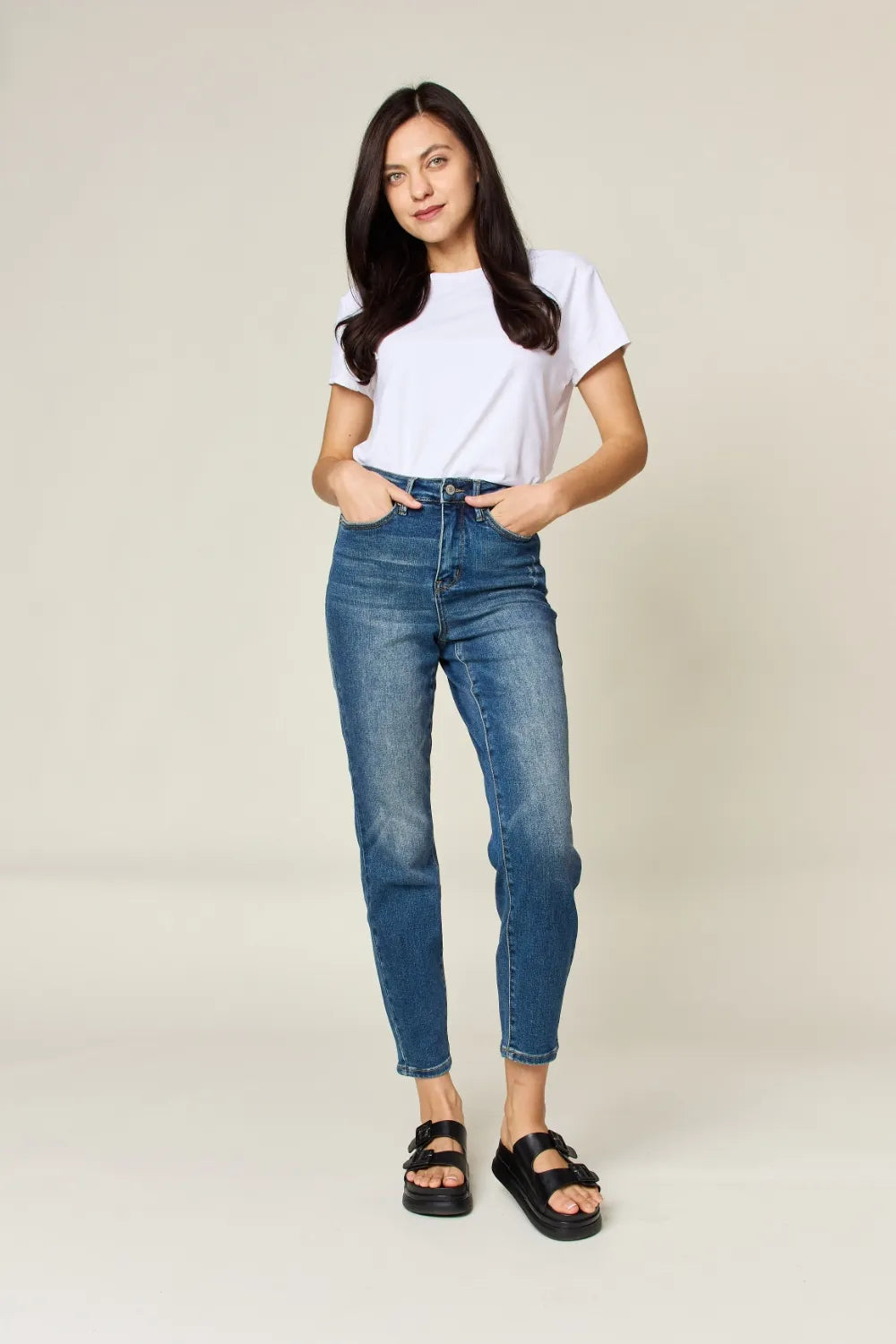 Judy Blue Full Size Tummy Control High Waist Slim Jeans - Velora Luxury Fashion