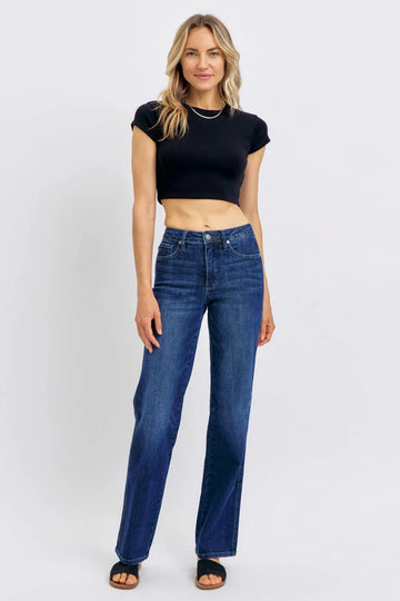 Judy Blue Full Size Tummy Control Straight Jeans Plus Size - Velora Luxury Fashion