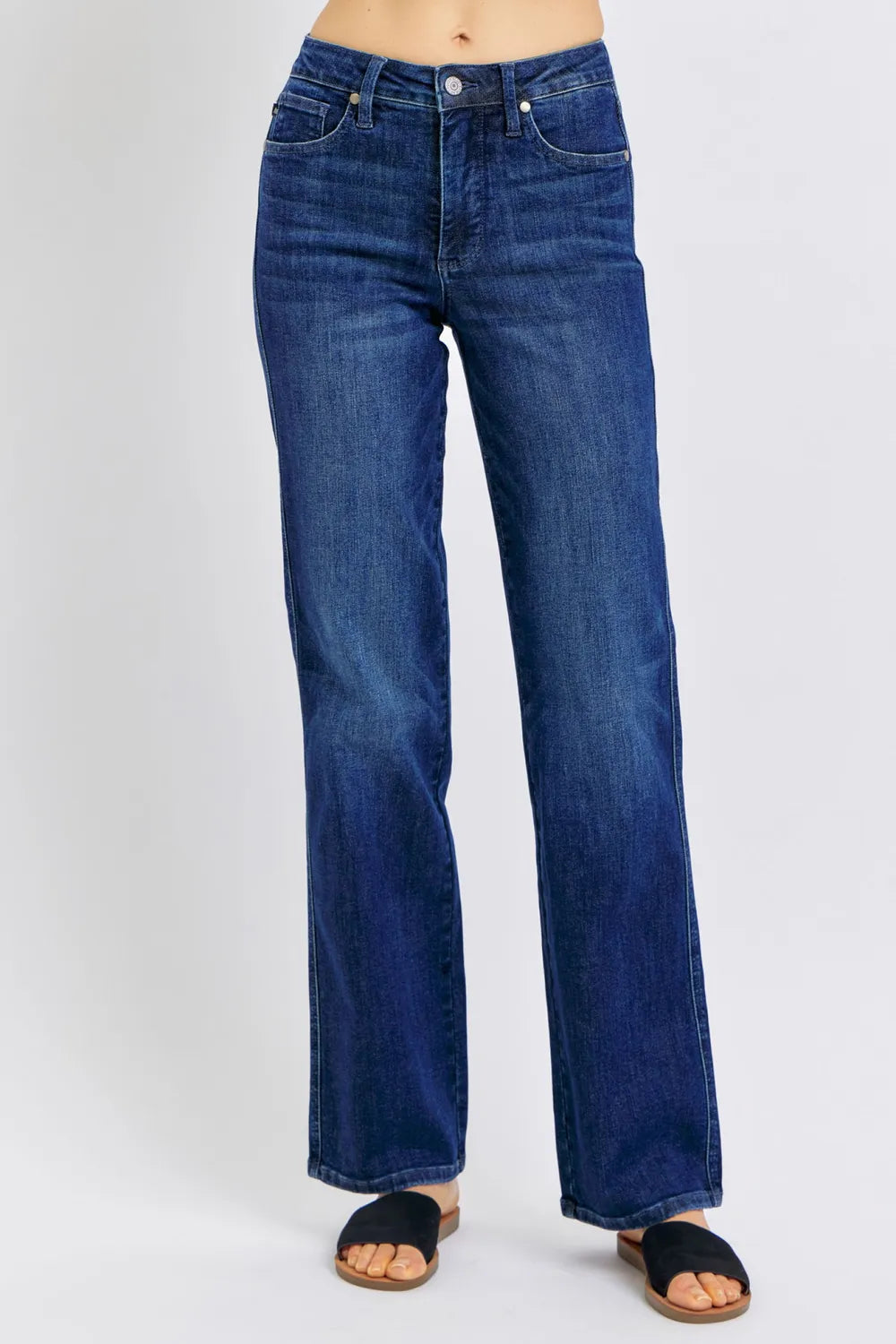 Judy Blue Full Size Tummy Control Straight Jeans Plus Size - Velora Luxury Fashion