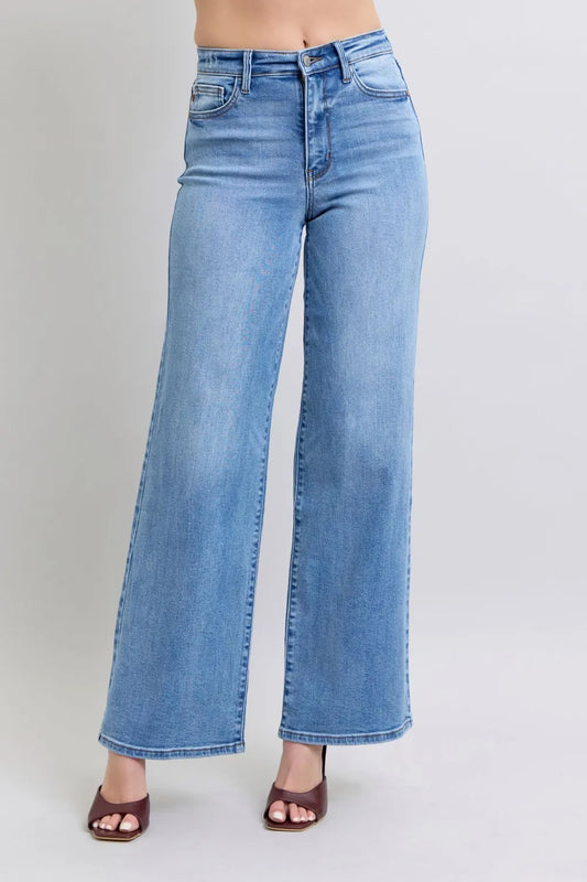 Judy Blue Full Size Wide Leg Jeans with Pockets - Velora Luxury Fashion