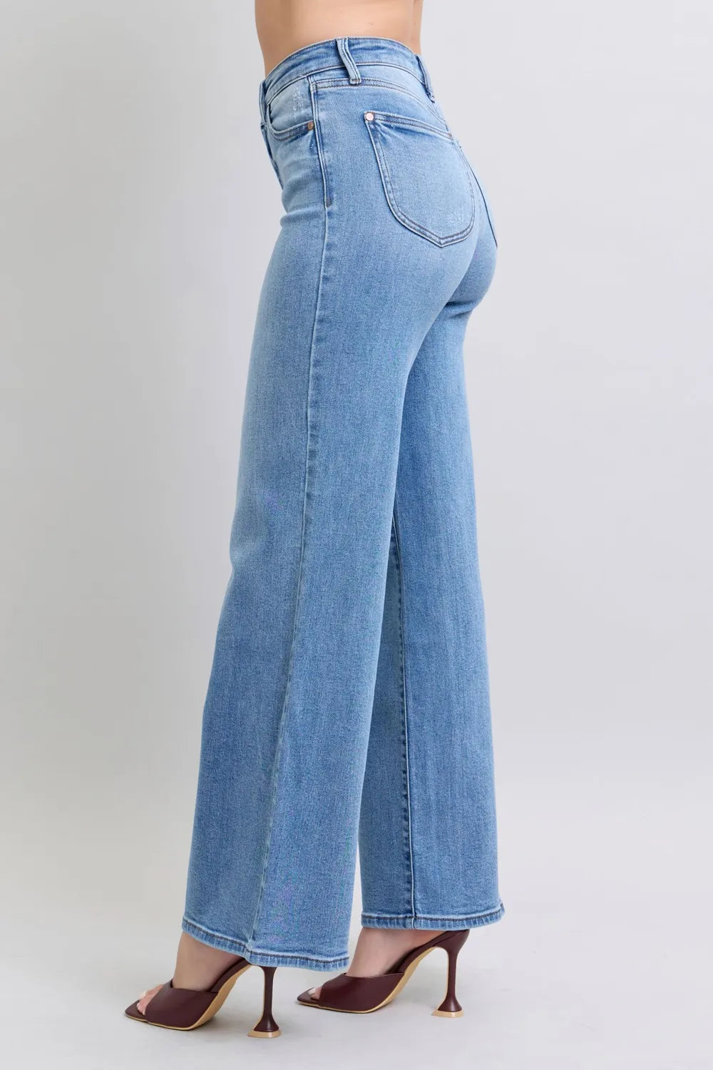 Judy Blue Full Size Wide Leg Jeans with Pockets - Velora Luxury Fashion