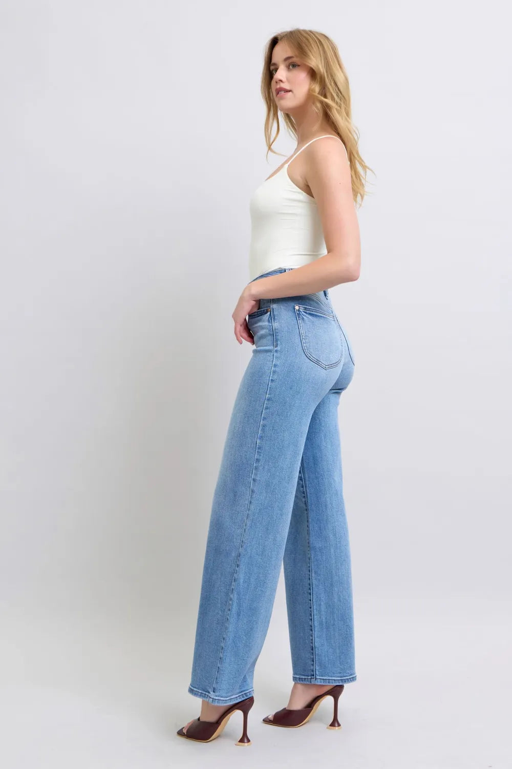 Judy Blue Full Size Wide Leg Jeans with Pockets - Velora Luxury Fashion