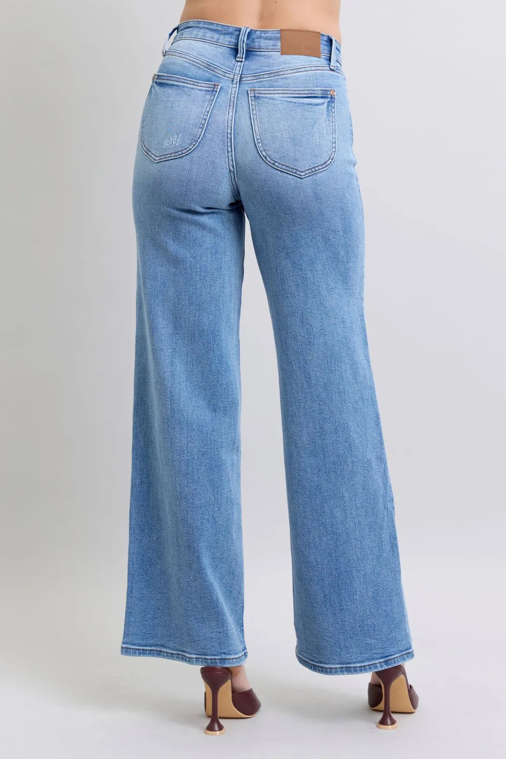 Judy Blue Full Size Wide Leg Jeans with Pockets - Velora Luxury Fashion