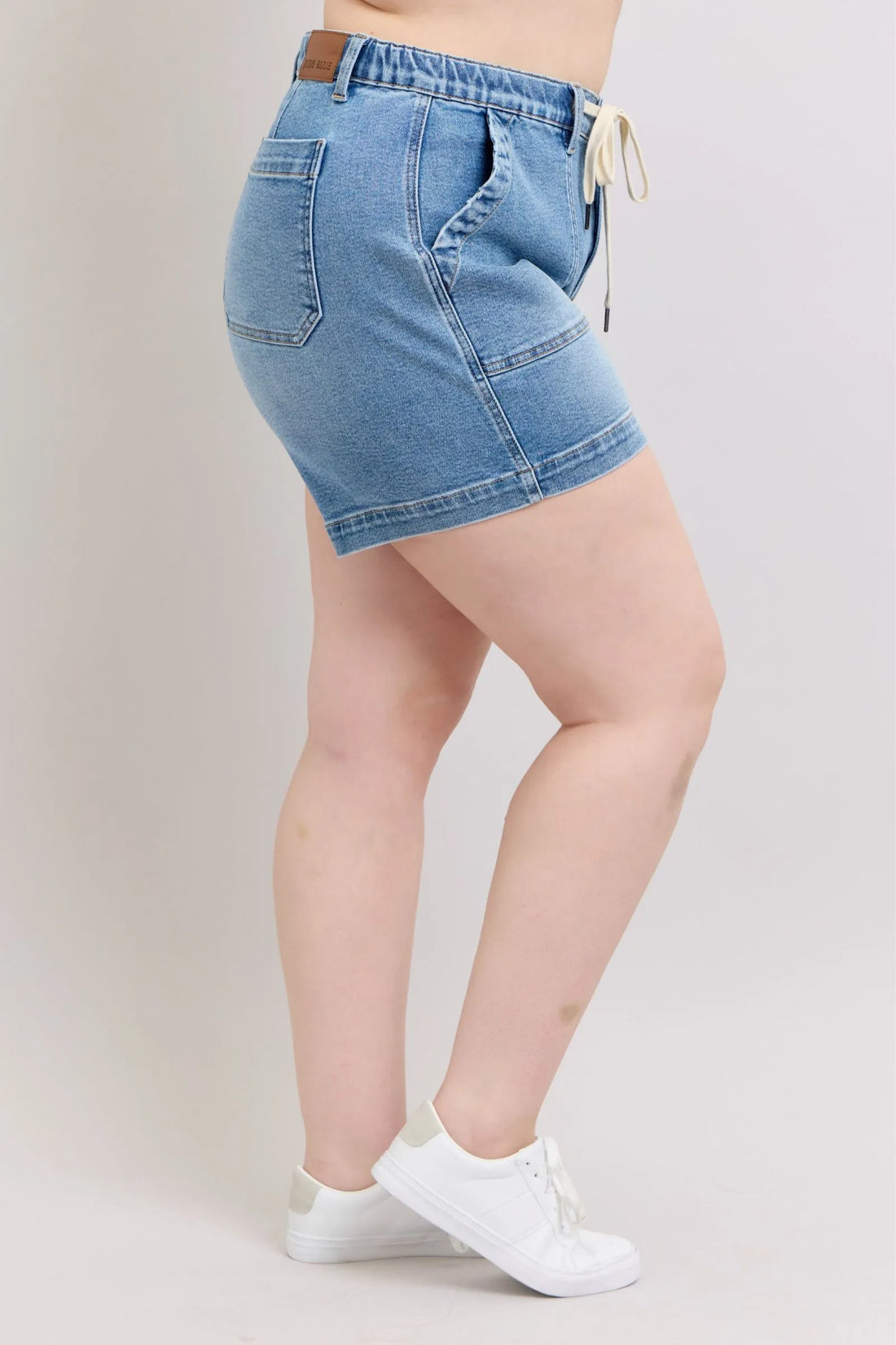 Judy Blue Plus Size High Waist Vintage Wash Denim Shorts - Velora Luxury Fashion