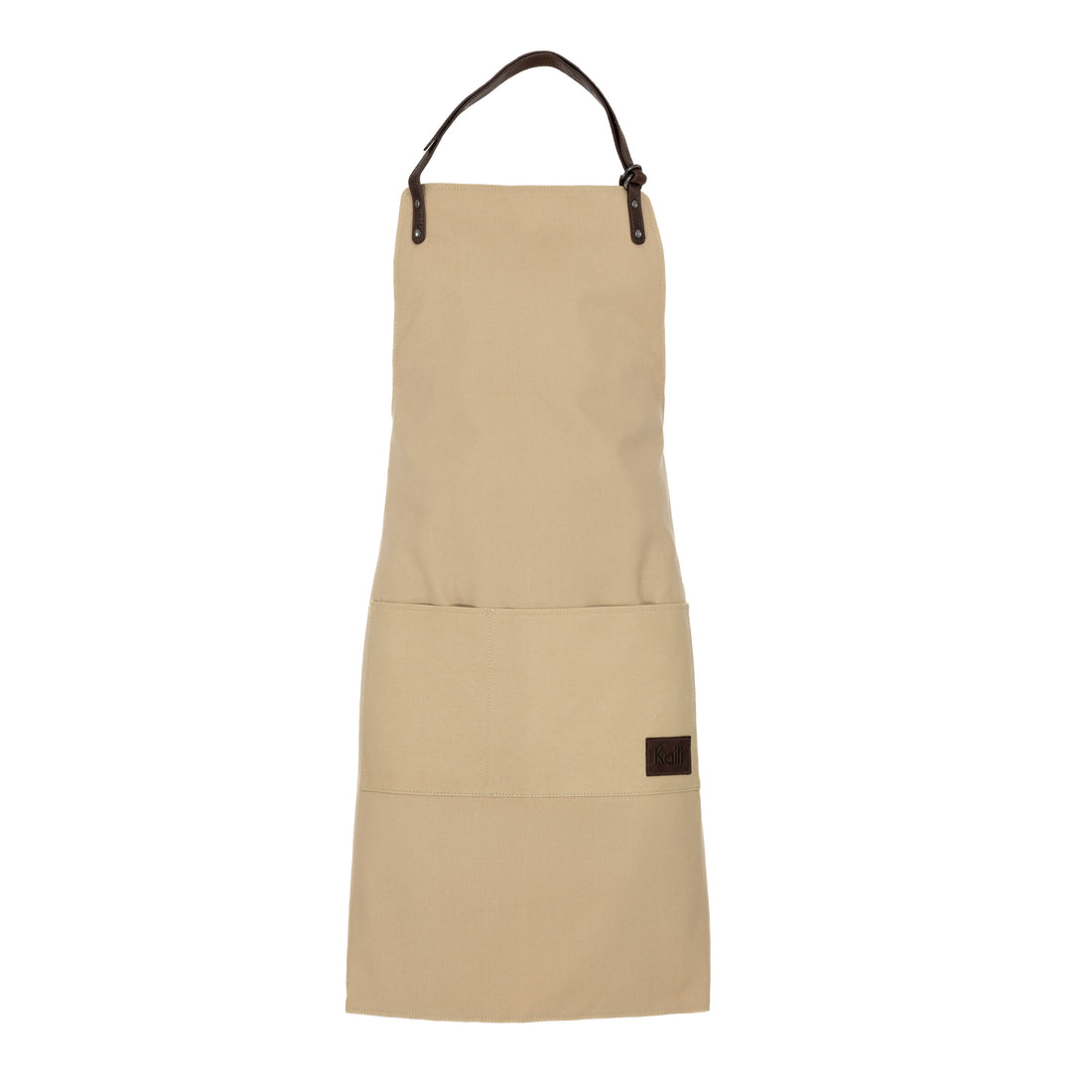 K0015GB | Grembiule da Lavoro in Canvas/ Vera Pelle pieno fiore, volanata. Colore Corda/Testa Moro. Accessori Nickel Anticato. Dimensioni: cm 70 x 90 x 0,5. Confezione: Polybag - Velora Luxury Fashion