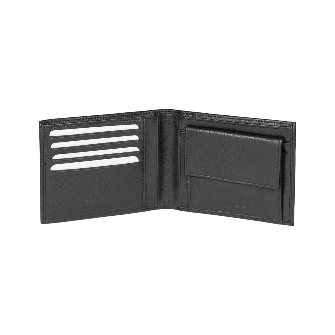 K11403AB | Portafogli Uomo in Vera Pelle pieno fiore, con leggera grana. Colore Nero. Tasca p/monete. Dimensioni da chiuso: cm 12,5 x 9,3 x 1. Confezione: Gift Box rigido fondo/coperchio - Velora Luxury Fashion