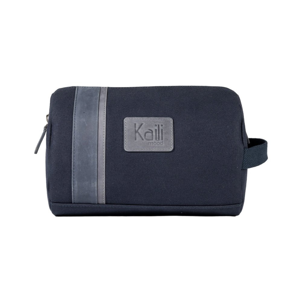 K2005DF | Beauty Case in Canvas 100% Cotone/Vera Pelle pieno fiore, Naked. Colore Blu. Maniglia laterale. Chiusura con lampo. Dimensioni: cm 25 x 15 x 17. Confezione: Sacchetto in Tnt - Velora Luxury Fashion