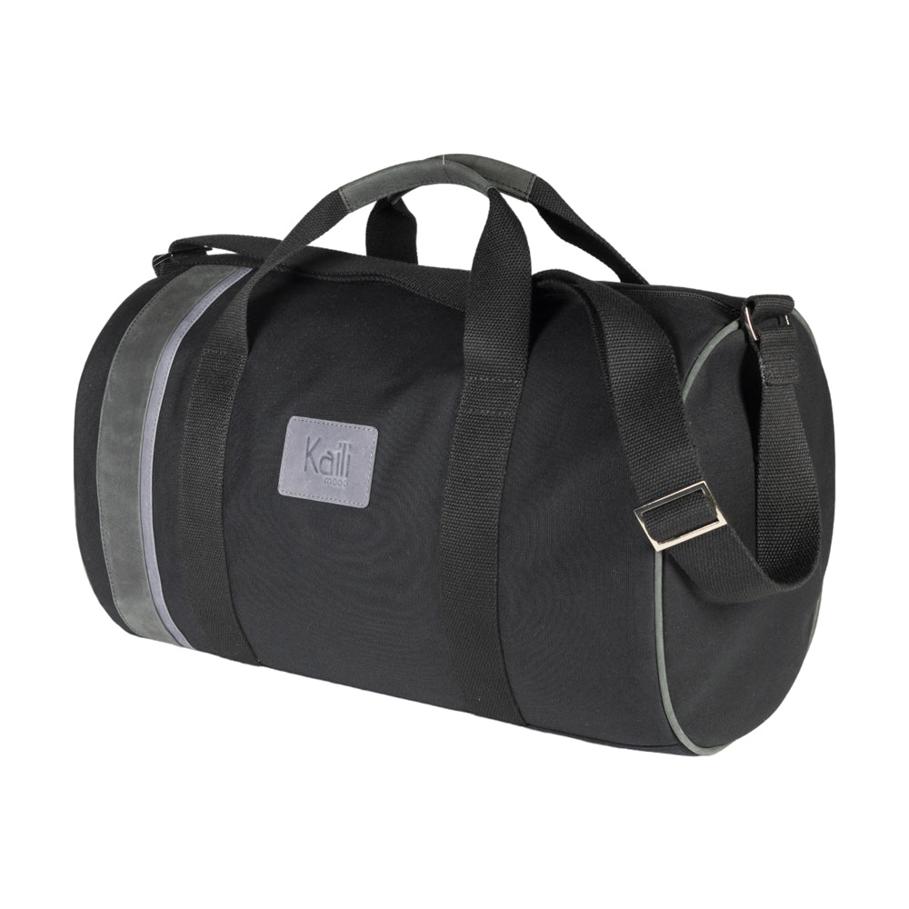 K2006AF | Borsone da Viaggio in Canvas di Cotone 100% /Vera Pelle, pieno fiore, Naked - Colore Nero, chiusura con lampo. Dimensioni: cm 45 x 25 x 28 - Confezione: Sacchetto in Tnt - Velora Luxury Fashion
