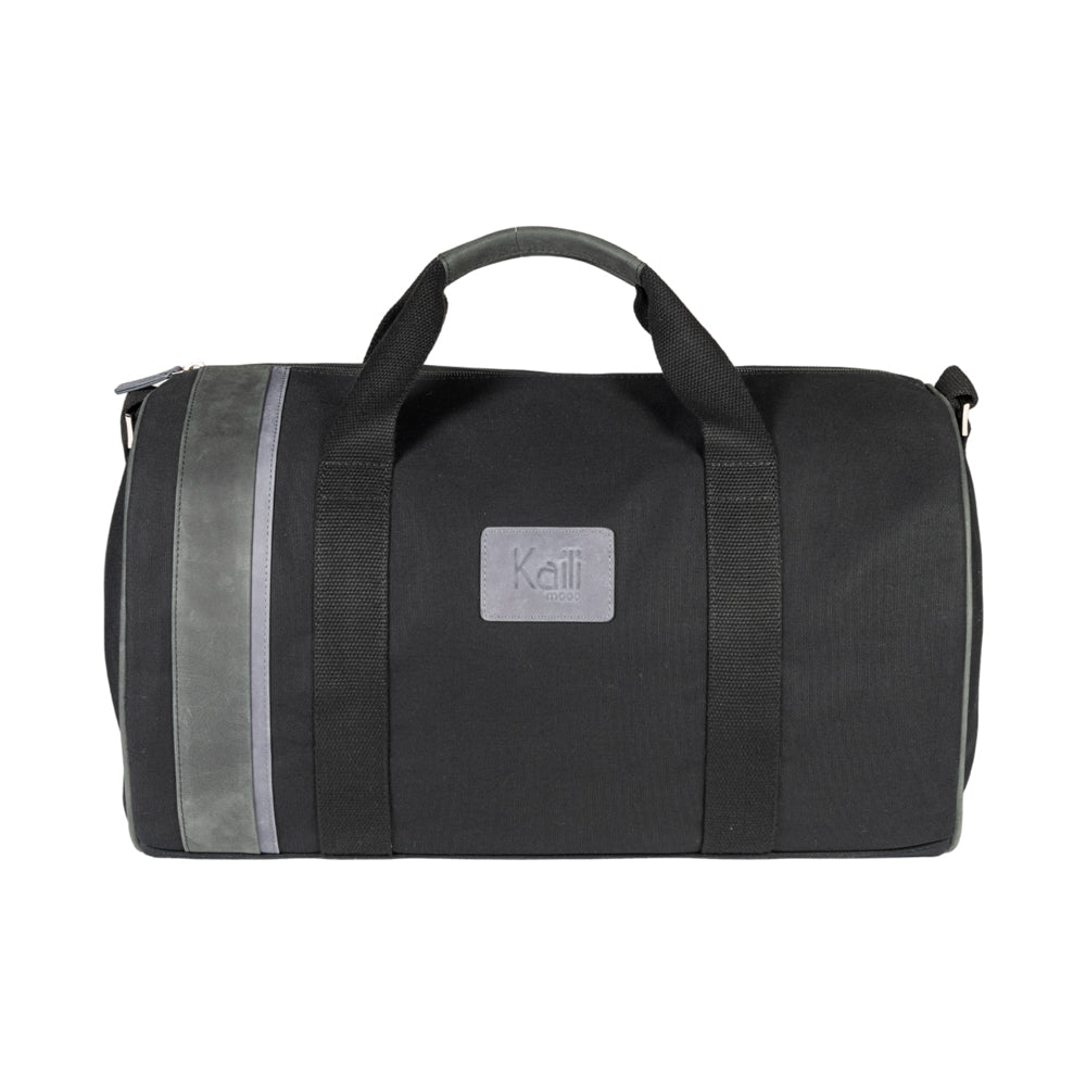 K2006AF | Borsone da Viaggio in Canvas di Cotone 100% /Vera Pelle, pieno fiore, Naked - Colore Nero, chiusura con lampo. Dimensioni: cm 45 x 25 x 28 - Confezione: Sacchetto in Tnt - Velora Luxury Fashion