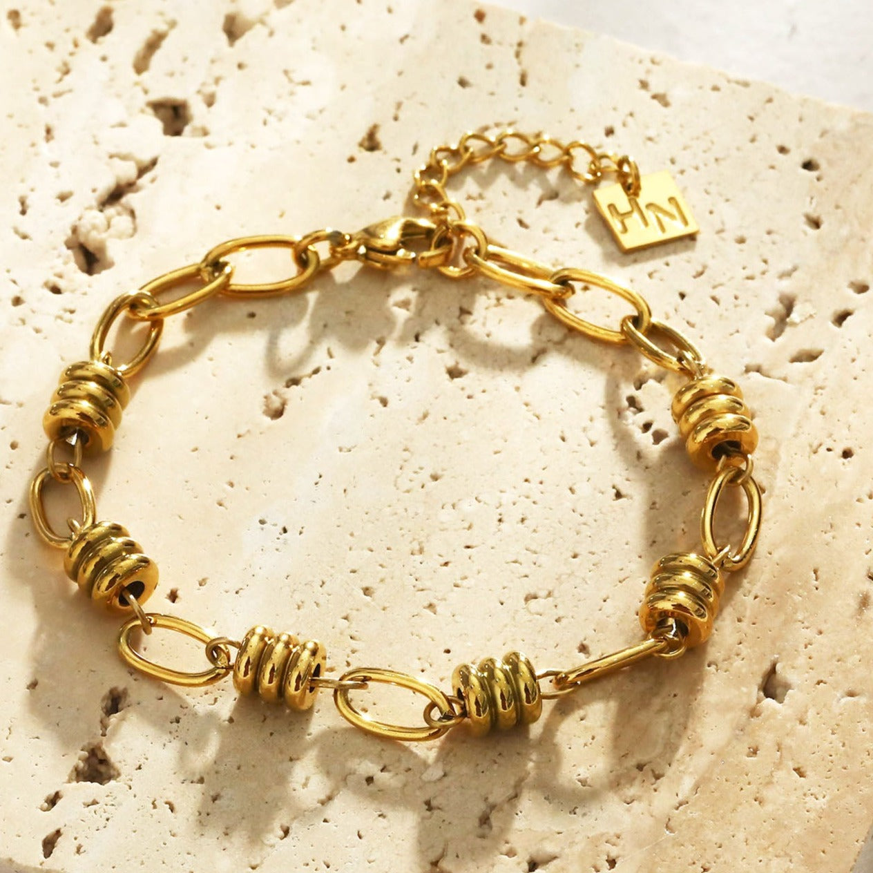 KAMA Oval-Links & Adjoined Beads Statement Bracelet - Velora Luxury Fashion
