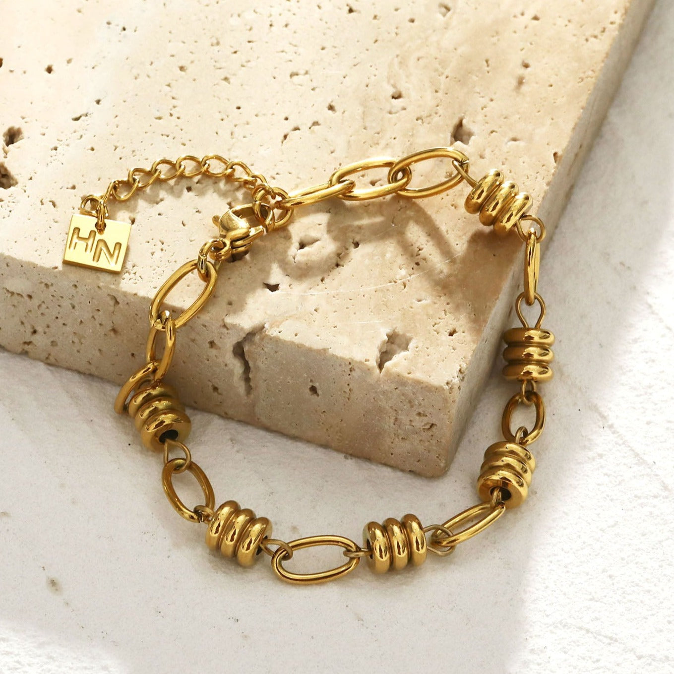 KAMA Oval-Links & Adjoined Beads Statement Bracelet - Velora Luxury Fashion