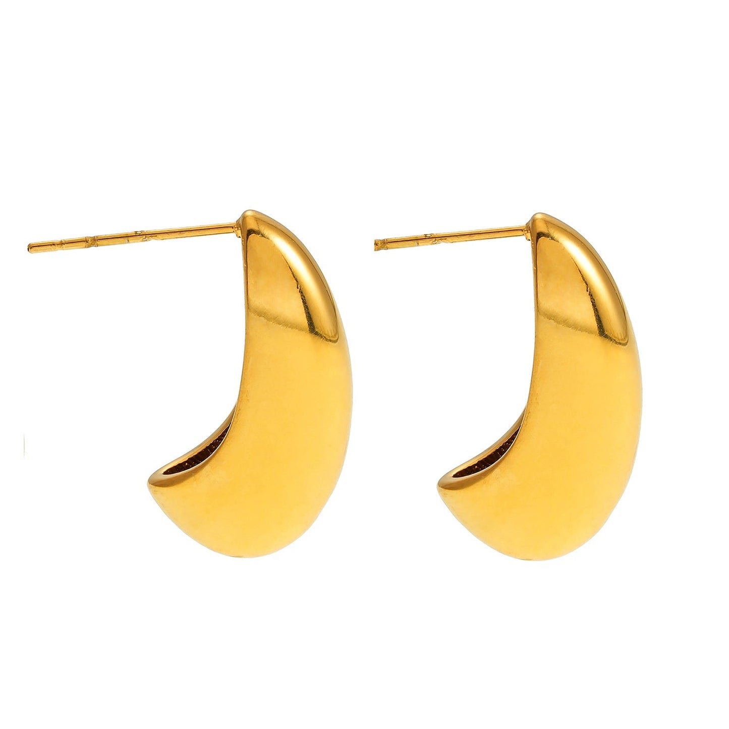 KEENE Gold: Chunky Look Light Weight Geometric Stud Earrings - Velora Luxury Fashion