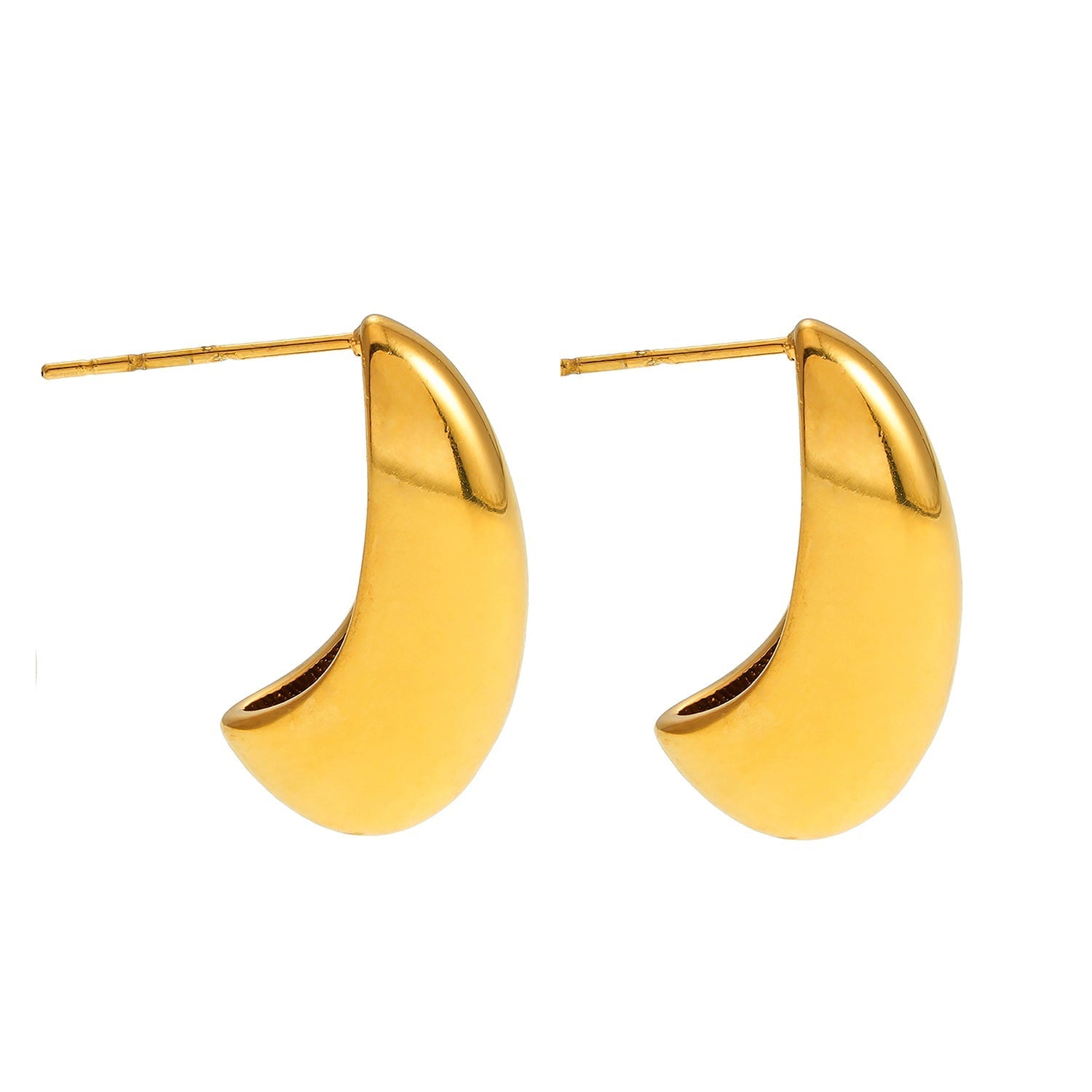 KEENE Gold: Chunky Look Light Weight Geometric Stud Earrings - Velora Luxury Fashion