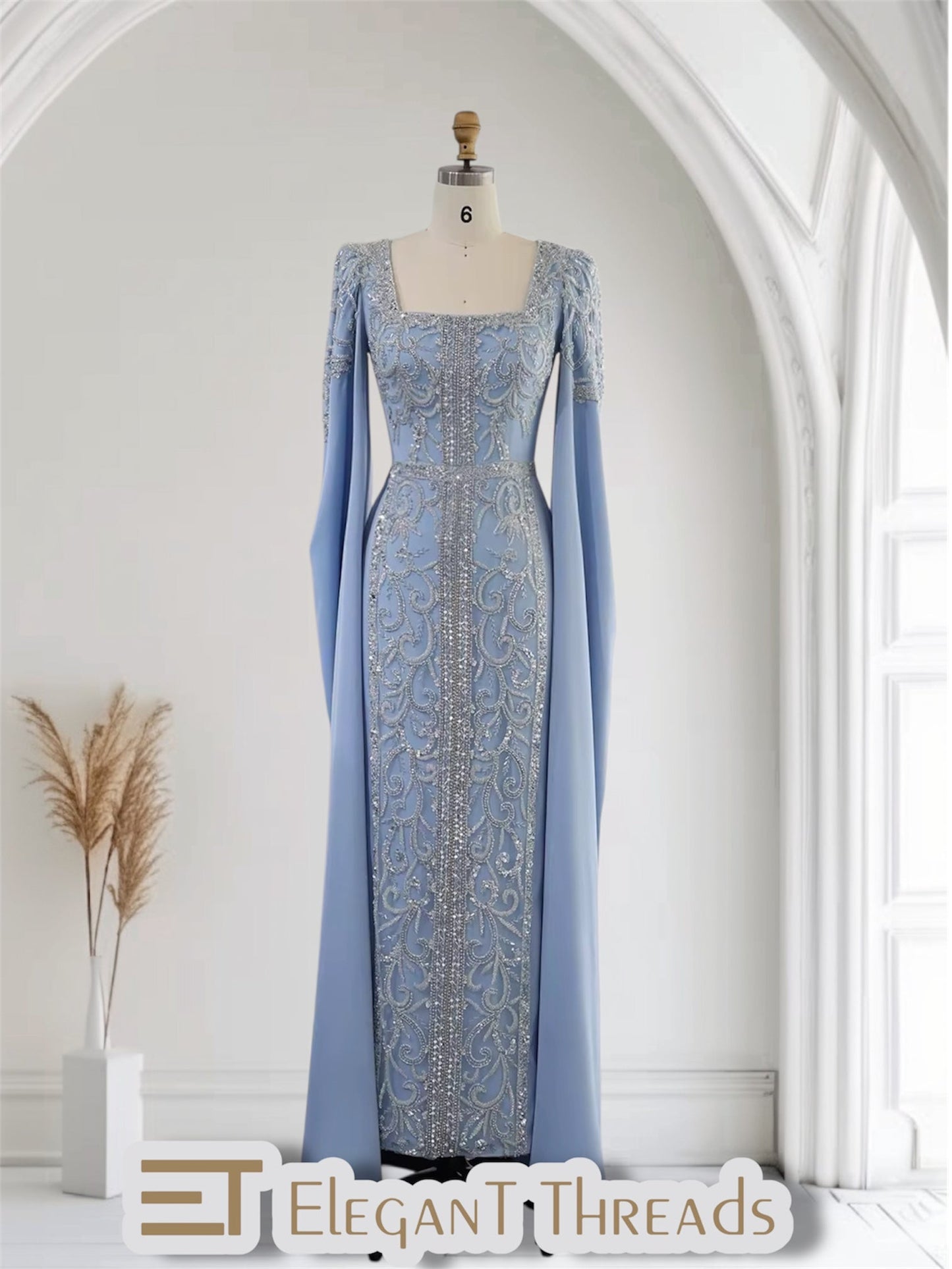 Kaftan style cape sleeves gown - Velora Luxury Fashion