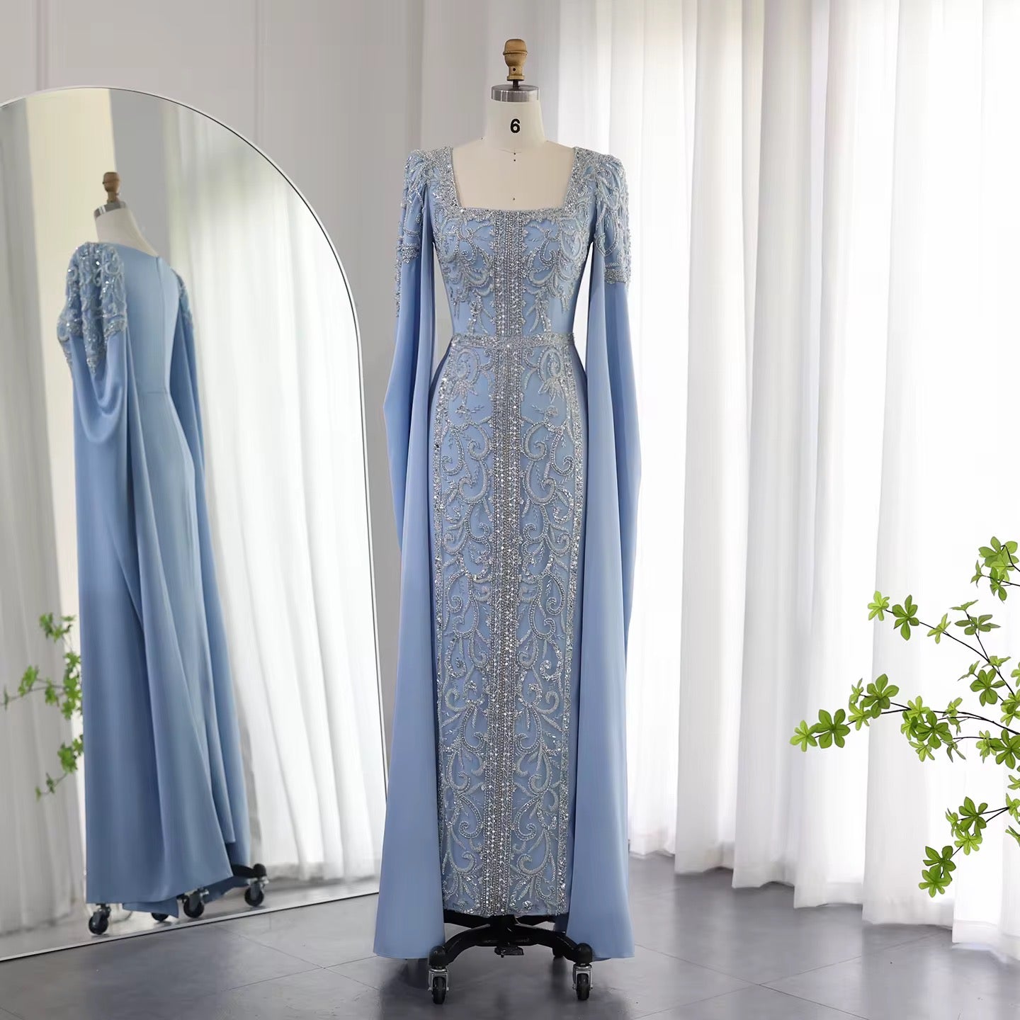 Kaftan style cape sleeves gown - Velora Luxury Fashion