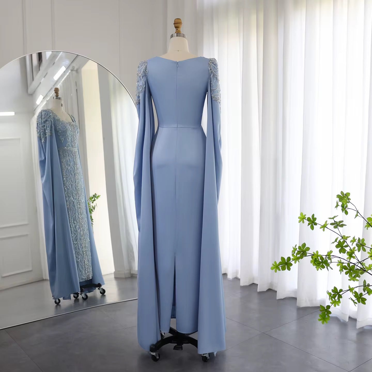 Kaftan style cape sleeves gown - Velora Luxury Fashion