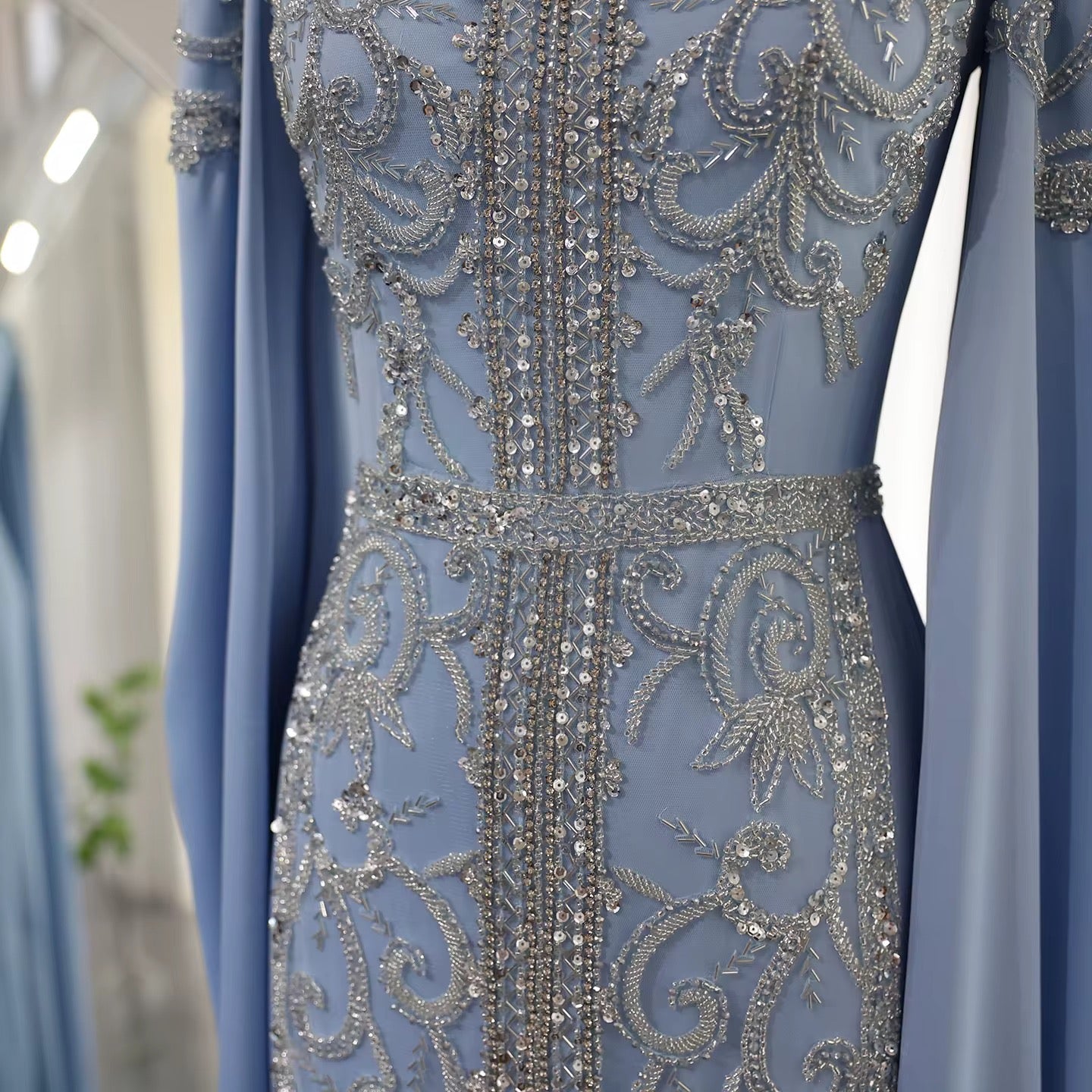 Kaftan style cape sleeves gown - Velora Luxury Fashion