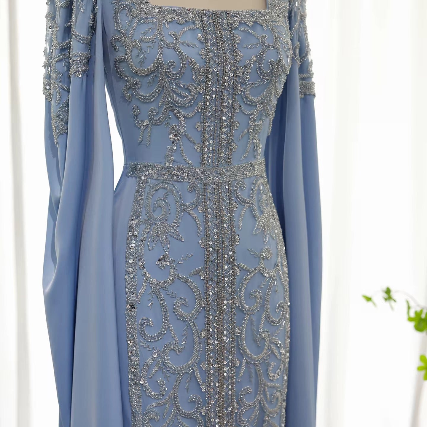 Kaftan style cape sleeves gown - Velora Luxury Fashion
