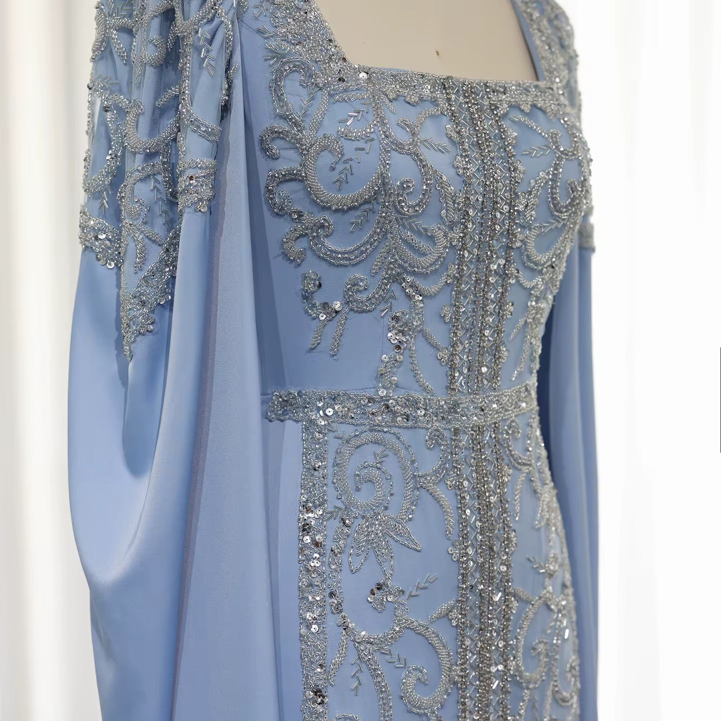 Kaftan style cape sleeves gown - Velora Luxury Fashion