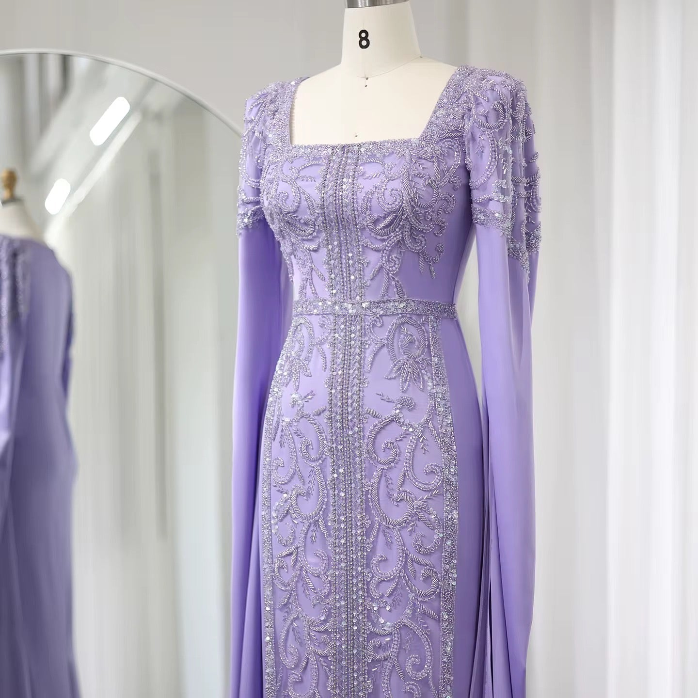 Kaftan style cape sleeves gown - Velora Luxury Fashion