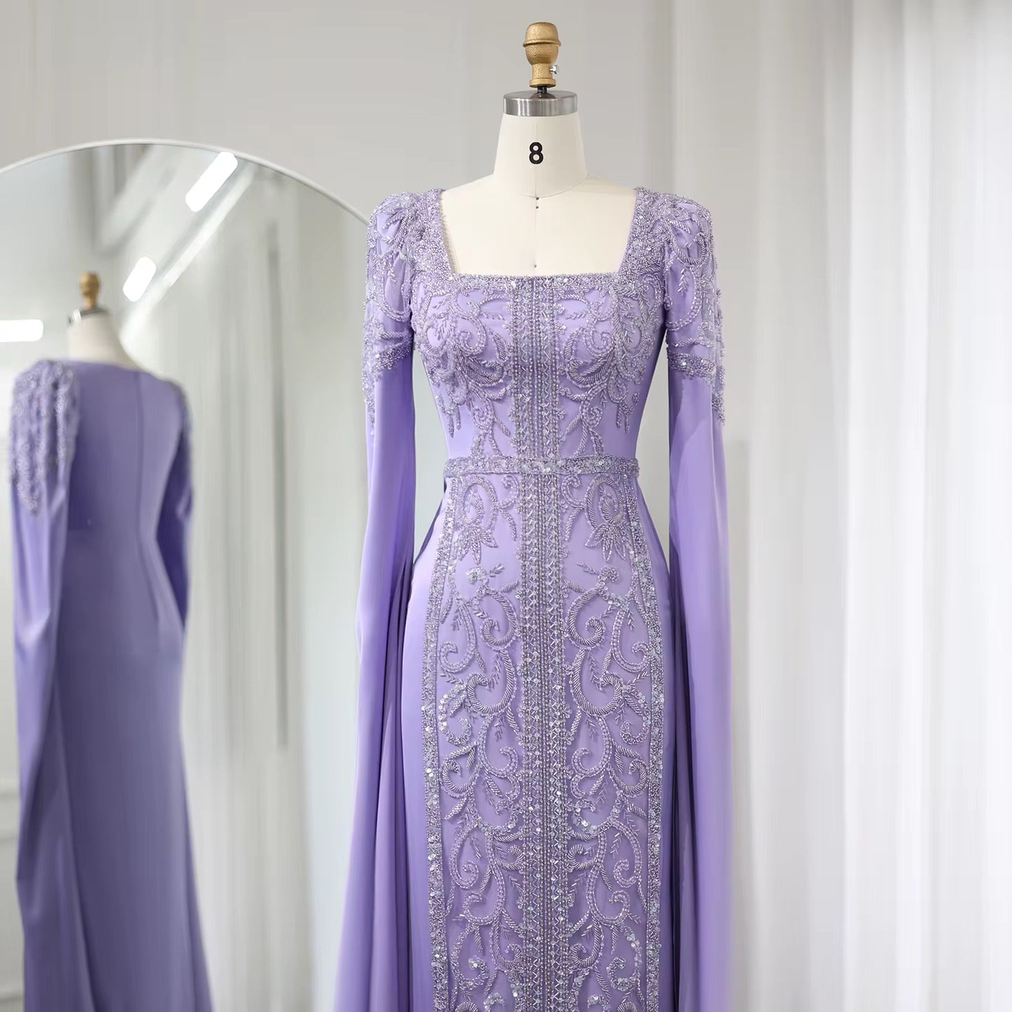 Kaftan style cape sleeves gown - Velora Luxury Fashion