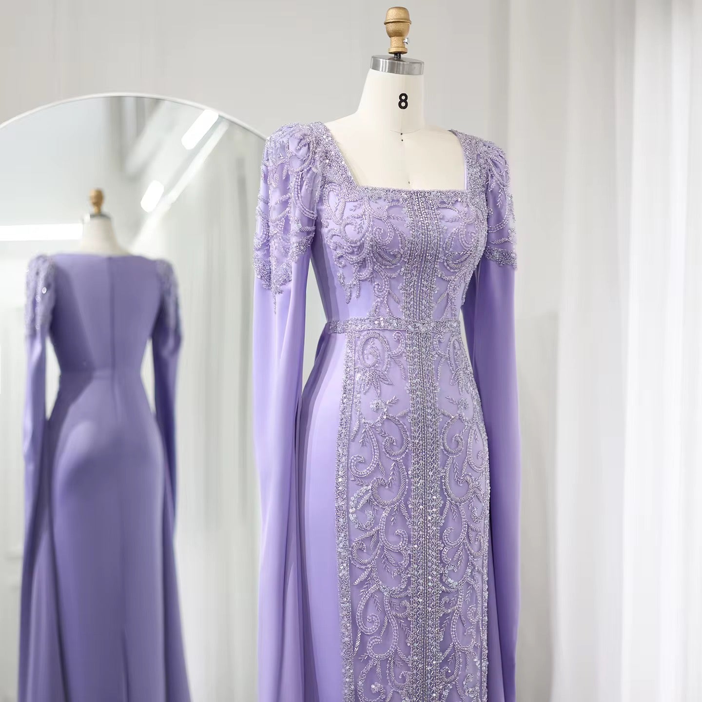 Kaftan style cape sleeves gown - Velora Luxury Fashion