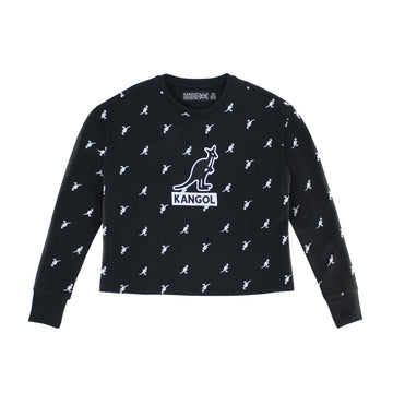 Kangol Black AOP Crop Popover - Velora Luxury Fashion