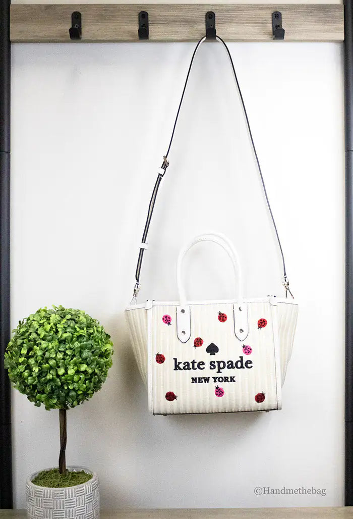 Kate Spade Ella Embroidered Straw Ladybug Handbag - Velora Luxury Fashion