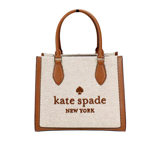 Kate Spade Ellie Small Warm Gingerbread Canvas Crossbody Tote - Velora Luxury Fashion