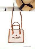 Kate Spade Ellie Small Warm Gingerbread Canvas Crossbody Tote - Velora Luxury Fashion