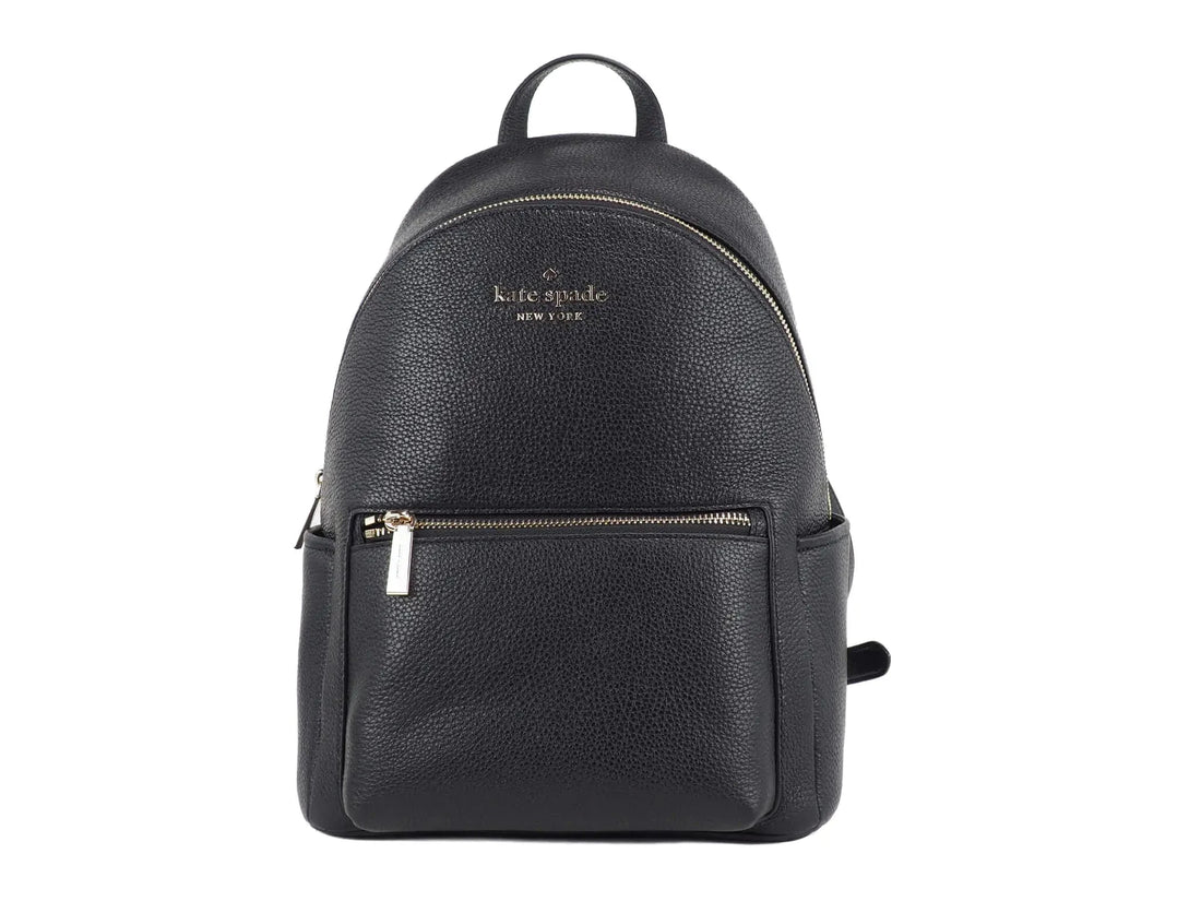 Kate Spade Leila Medium Black Leather Dome Shoulder Backpack - Velora Luxury Fashion