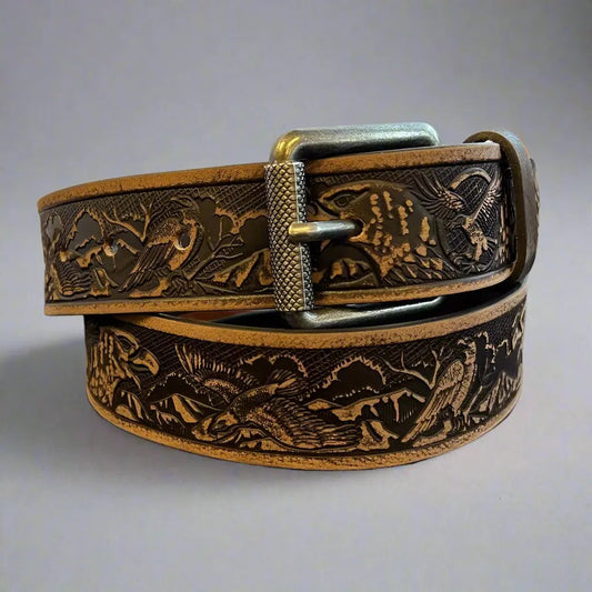Keldon Grain Leather Men's Eagle Embossed Removable Buckle Belt Boutique of Leathers/Open Road