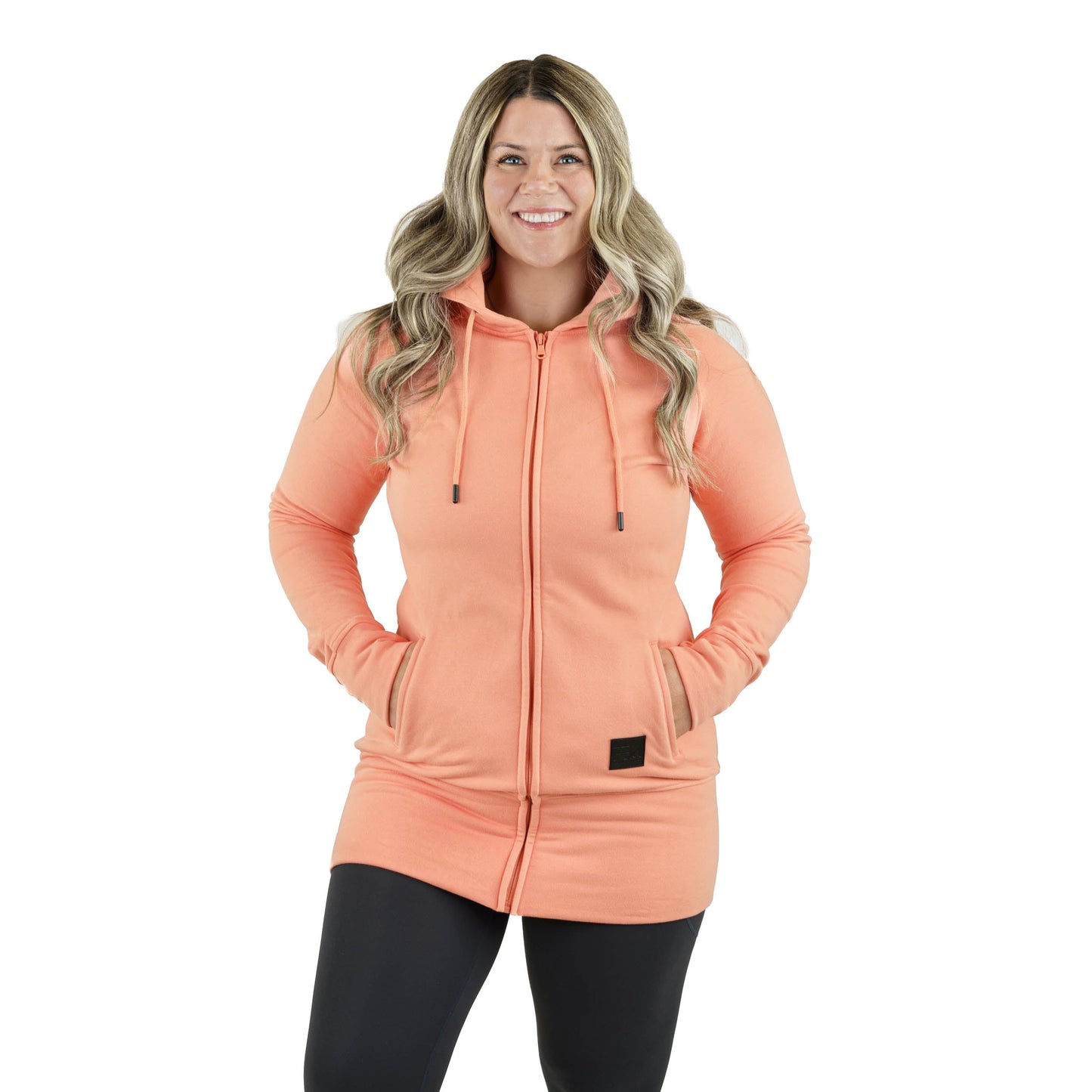 Kora Long Zipup Hoodie Peach - Velora