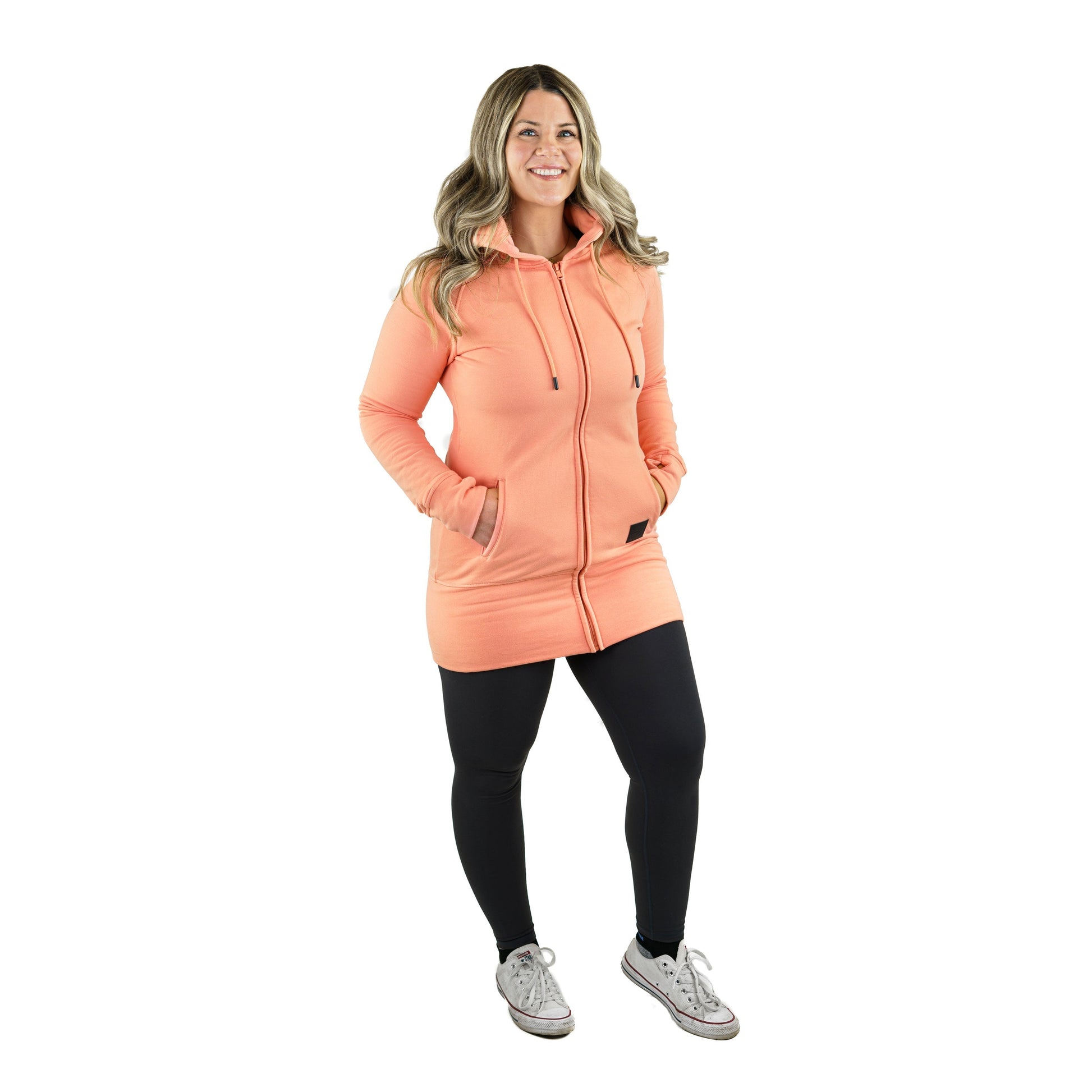 Kora Long Zipup Hoodie Peach - Velora