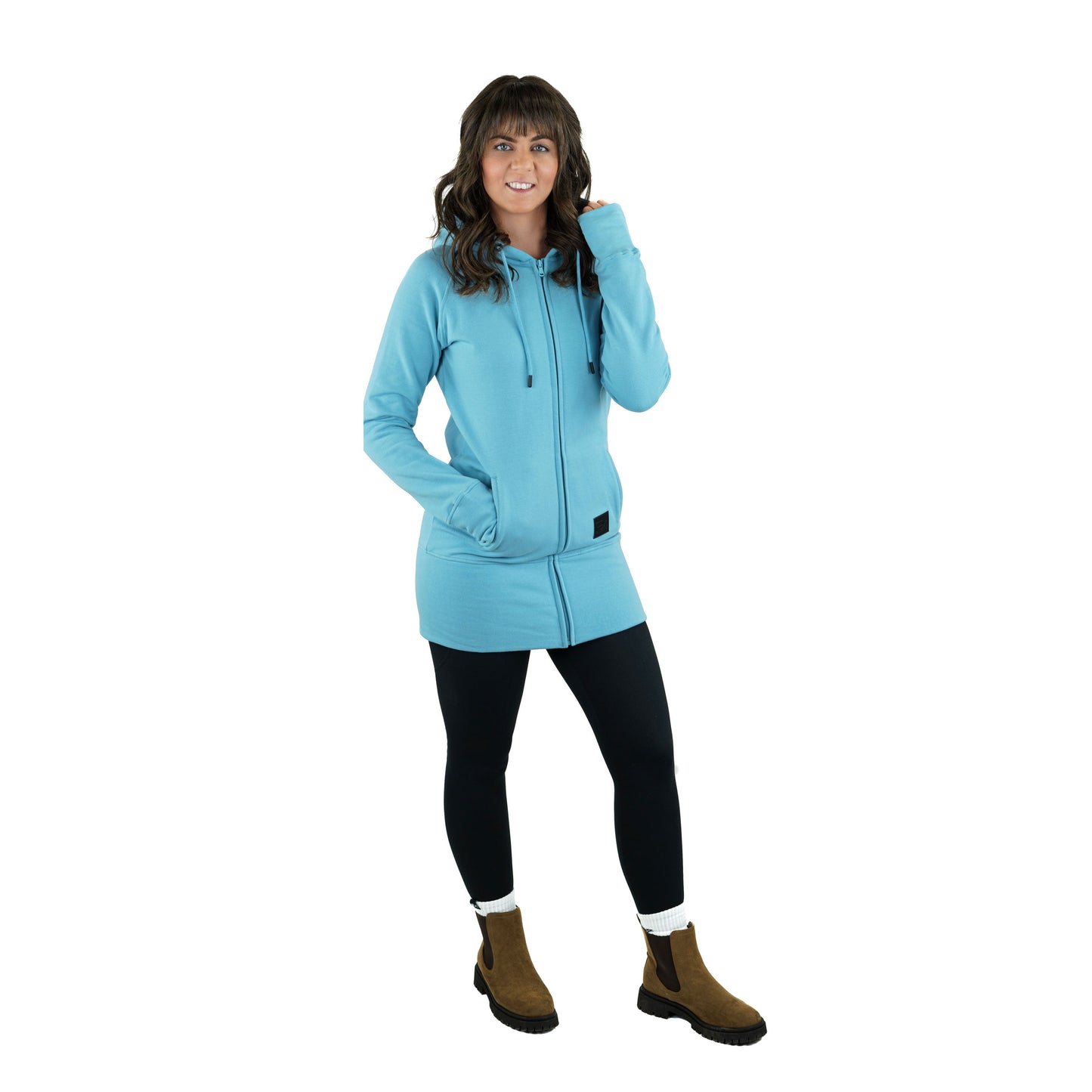 Kora Long Zipup Hoodie Sky Blue - Velora
