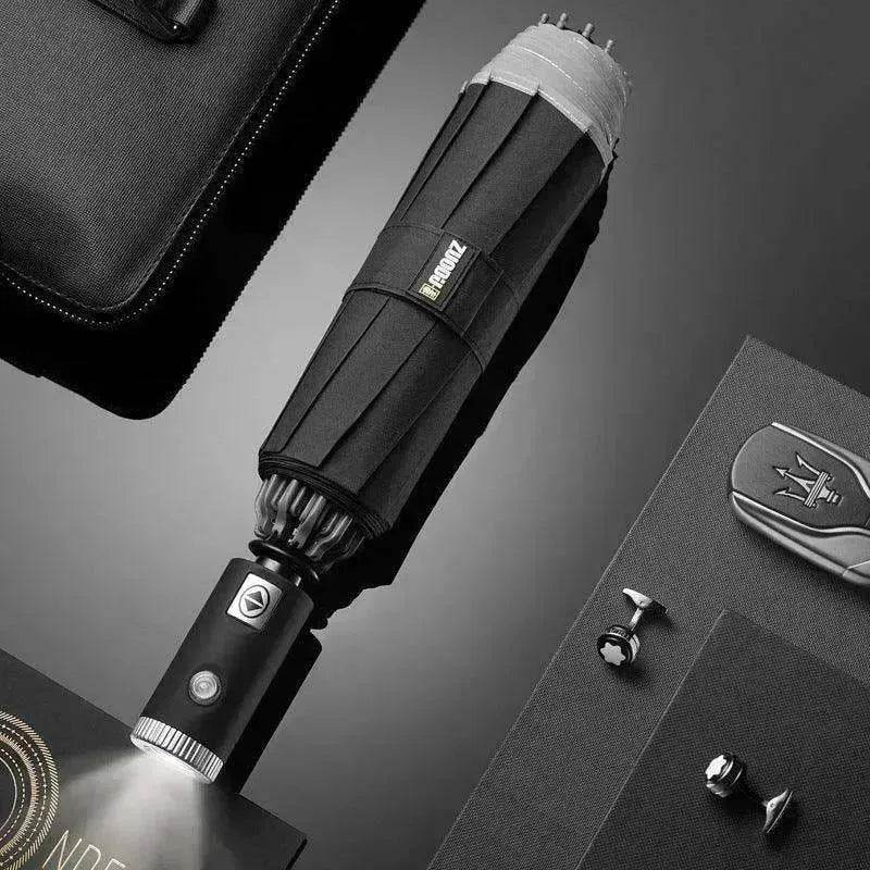 LED Flashlight Lighting Rain and Sunshine Folding Umbrella - Velora
