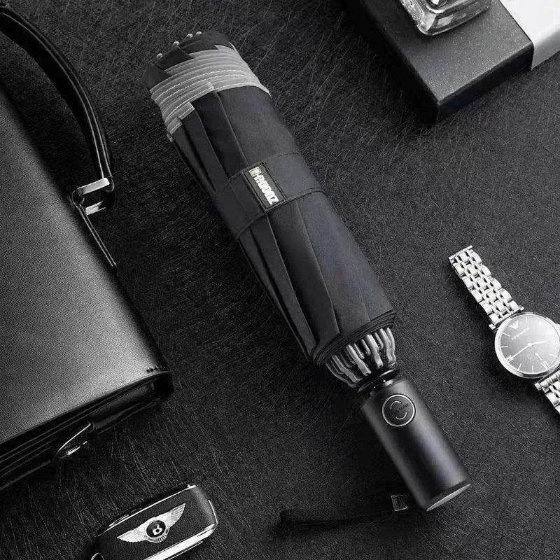 LED Flashlight Lighting Rain and Sunshine Folding Umbrella - Velora